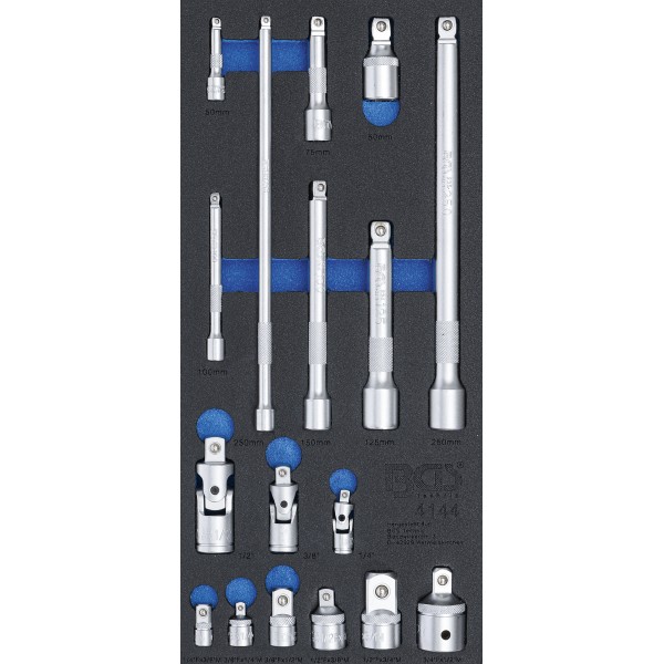 BGS Technic Tool Tray 1/3: Extension Bar, Adaptor and Universal Joint Set | 17 pcs. BGS Technic Tool Tray 1/3: Extension Bar, Adaptor and Universal Joint Set | 17 pcs.