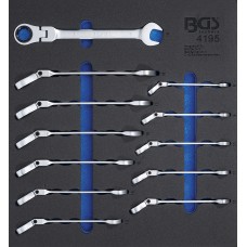 BGS Technic Tool Tray 2/3: Ratchet Combination Wrench Set | adjustable | 8 - 19 mm | 12 pcs.