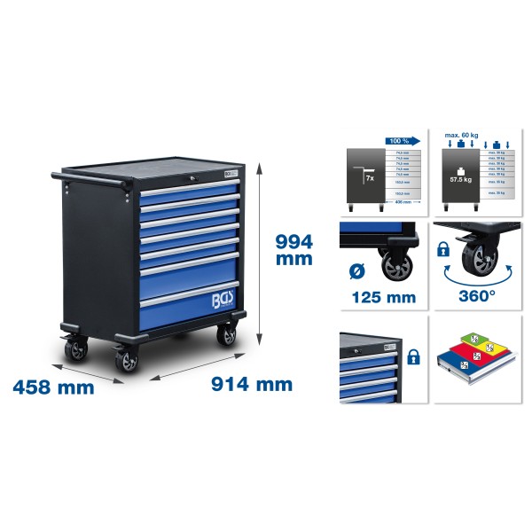 BGS Technic Workshop Trolley XL | 7 Drawers | empty BGS Technic Workshop Trolley XL | 7 Drawers | empty