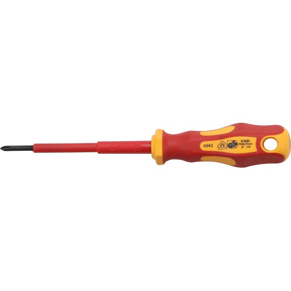 BGS Technic VDE Screwdriver | Cross Slot PH0 | Blade Length 75 mm BGS Technic VDE Screwdriver | Cross Slot PH0 | Blade Length 75 mm