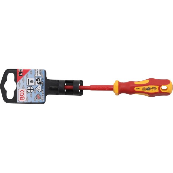 BGS Technic VDE Screwdriver | Cross Slot PH0 | Blade Length 75 mm BGS Technic VDE Screwdriver | Cross Slot PH0 | Blade Length 75 mm