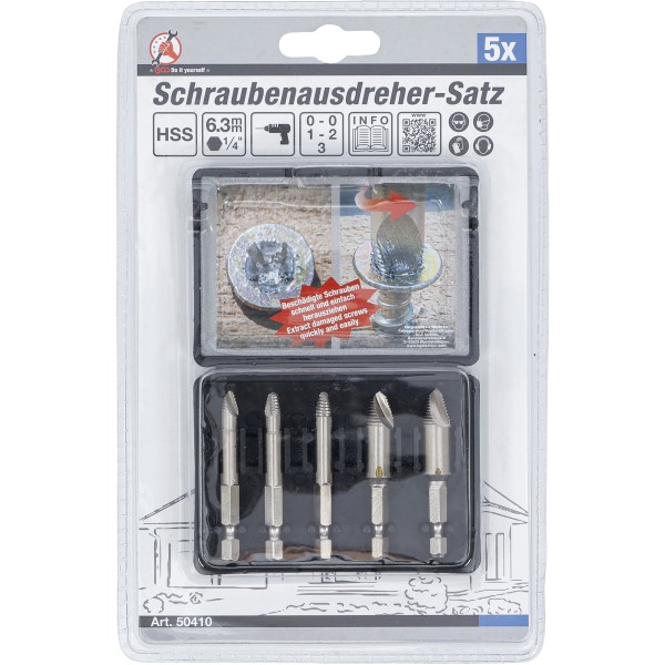 BGS Technic Screw Extractor Set | #0-#3 | 5 pcs. BGS Technic Screw Extractor Set | #0-#3 | 5 pcs.