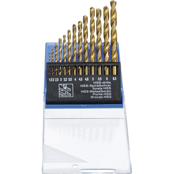 BGS Technic HSS Twist Drill Set | 1.5 - 6.5 mm | titanium coated | 13 pcs. BGS Technic HSS Twist Drill Set | 1.5 - 6.5 mm | titanium coated | 13 pcs.