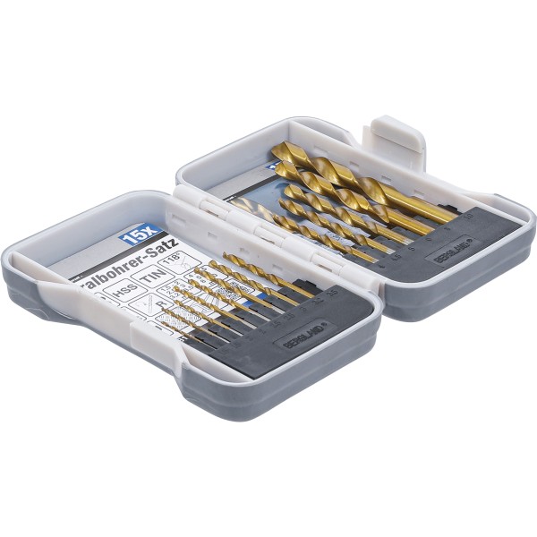 BGS Technic HSS Twist Drill Set | titanium nitrated | 1.5 - 10 mm | 15 pcs. BGS Technic HSS Twist Drill Set | titanium nitrated | 1.5 - 10 mm | 15 pcs.