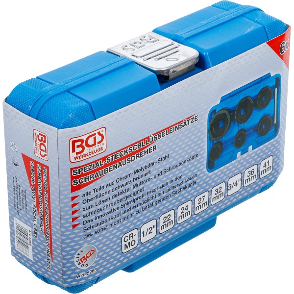 BGS Technic Twist Socket Set (Spiral Profile) / Screw Extractor | 12.5 mm (1/2 BGS Technic Twist Socket Set (Spiral Profile) / Screw Extractor | 12.5 mm (1/2