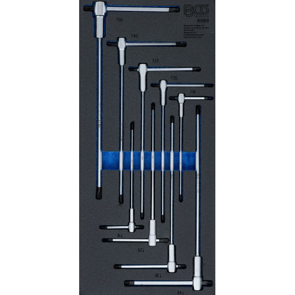 BGS Technic Tool Tray 1/3: Screwdriver Set with Sliding T-Handle | T-Star (for Torx) | T10 - T50 | 9 pcs. BGS Technic Tool Tray 1/3: Screwdriver Set with Sliding T-Handle | T-Star (for Torx) | T10 - T50 | 9 pcs.