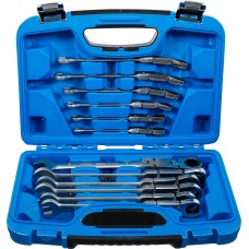 BGS Technic Double-Joint Ratchet Combination Wrench Set | adjustable | 8 - 19 mm | 12 pcs.