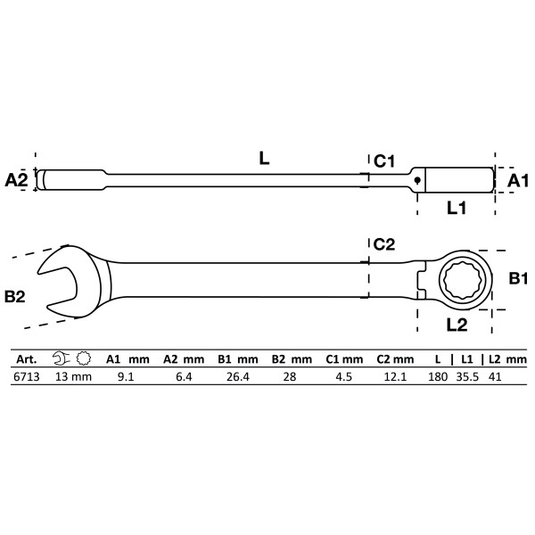 BGS Technic Ratchet Combination Wrench | adjustable | 13 mm BGS Technic Ratchet Combination Wrench | adjustable | 13 mm