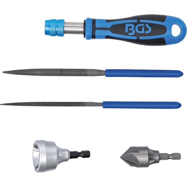 BGS Technic Outer / Inner Deburring Tool & File Set | 5 pcs. BGS Technic Outer / Inner Deburring Tool & File Set | 5 pcs.