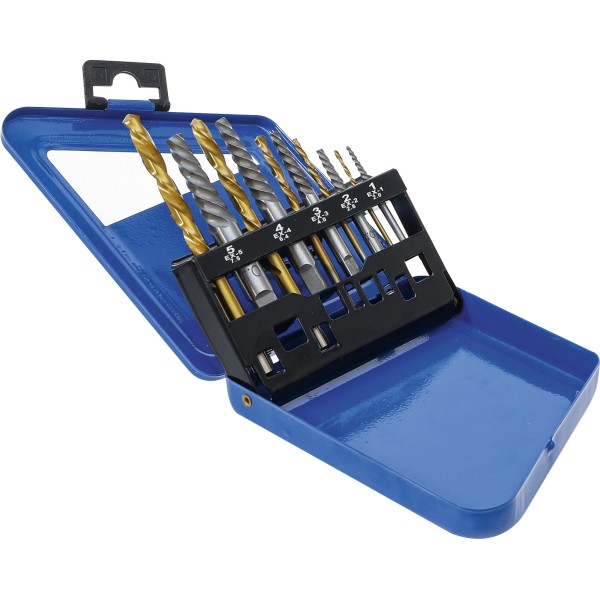 BGS Technic Screw Extractor & Left Cutting Drill Set | HSS | titanium nitrated | 2 - 7.5 mm | 10 pcs. BGS Technic Screw Extractor & Left Cutting Drill Set | HSS | titanium nitrated | 2 - 7.5 mm | 10 pcs.
