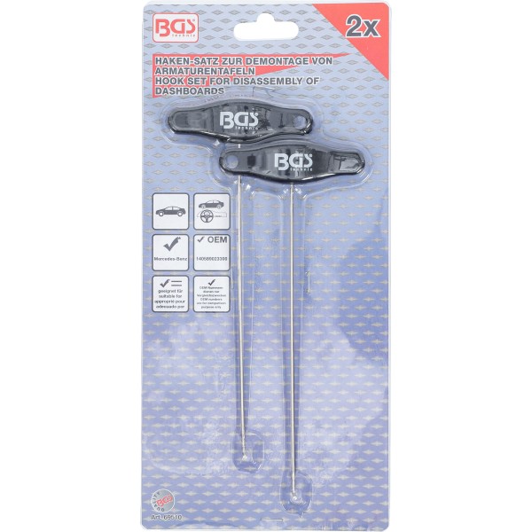 BGS Technic Hook Set for Disassembly of Mercedes Dashboards | 2 pcs. BGS Technic Hook Set for Disassembly of Mercedes Dashboards | 2 pcs.