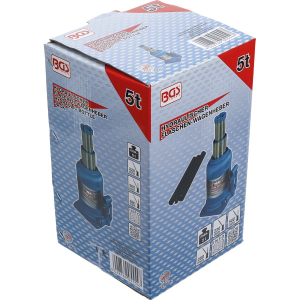 BGS Technic Hydraulic Bottle Jack | with Double Piston | 5 t BGS Technic Hydraulic Bottle Jack | with Double Piston | 5 t