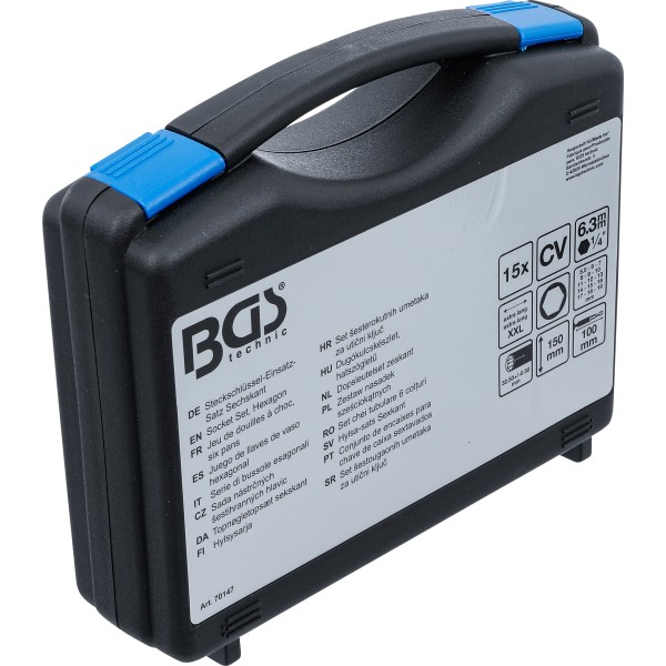 BGS Technic Socket Set, Hexagon | extra long | 6.3 mm (1/4 BGS Technic Socket Set, Hexagon | extra long | 6.3 mm (1/4