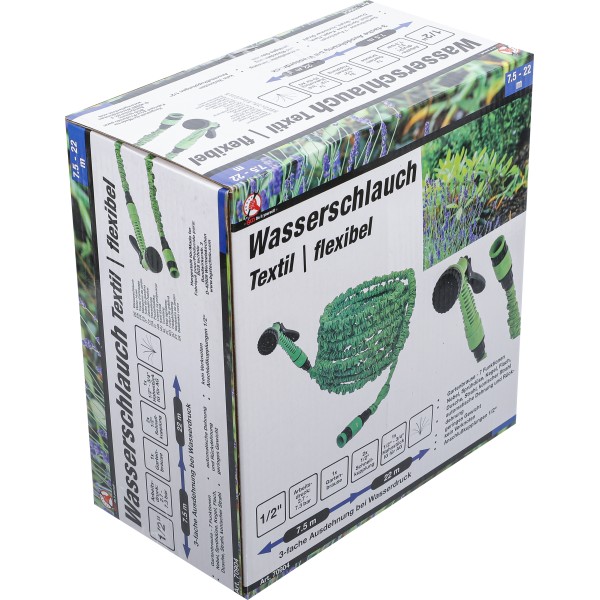 BGS Technic Water Hose | Textile | flexible | with Garden Hand Shower with 7 Functions | 7,5 - 22 m BGS Technic Water Hose | Textile | flexible | with Garden Hand Shower with 7 Functions | 7,5 - 22 m