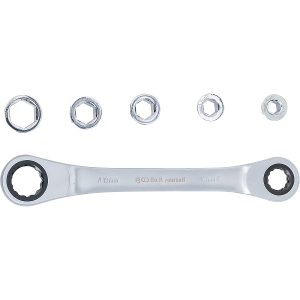 BGS Technic Double Ended Ratchet Wrench with Adaptor Set | 8 - 19 mm | 6 pcs. BGS Technic Double Ended Ratchet Wrench with Adaptor Set | 8 - 19 mm | 6 pcs.