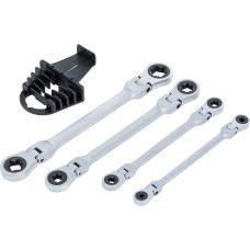 BGS Technic Double Ratchet Ring Spanner Set | adjustable | with E-Type Ring Heads | E6 - E24 | 4 pcs.