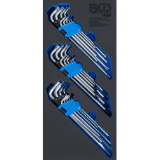 BGS Technic Tool Tray 1/3: L-Type Wrench Set | extra long | T-Star (for Torx), T-Star tamperproof (for Torx), Internal Hexagon | 27 pcs.