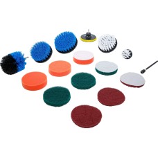 BGS Technic Grinding / Polishing Discs and Brush Attachment Set | for Drills | 16 pcs.