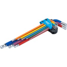 BGS Technic L-Type Wrench Set | Multicolour | extra long | internal Hexagon, internal Hexagon with Ball Head 1.5 - 10 mm | 9 pcs.