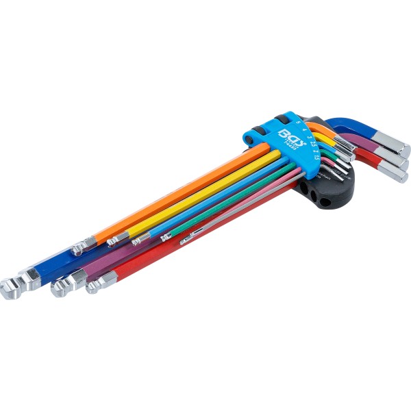 BGS Technic L-Type Wrench Set | Multicolour | extra long | internal Hexagon, internal Hexagon with Ball Head 1.5 - 10 mm | 9 pcs. BGS Technic L-Type Wrench Set | Multicolour | extra long | internal Hexagon, internal Hexagon with Ball Head 1.5 - 10 mm | 9 pcs.