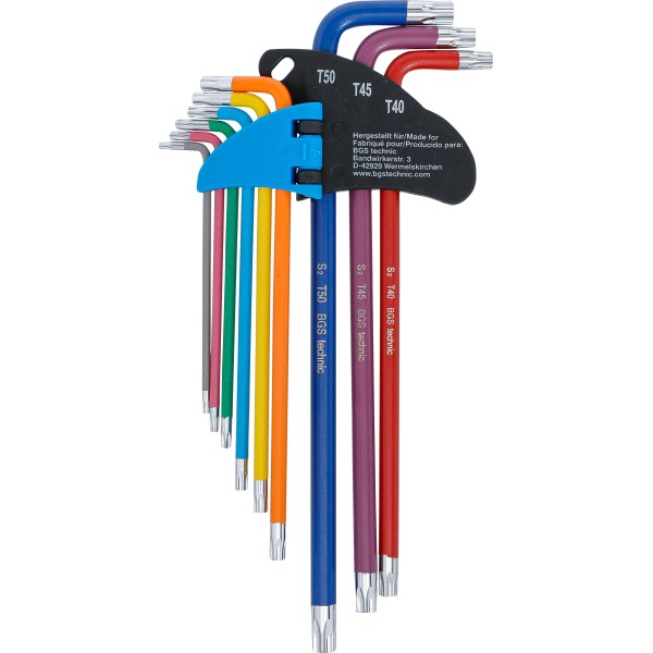 BGS Technic L-Type Wrench Set | Multicolour | extra long | T-Star (for Torx) T10 - T50 | 9 pcs. BGS Technic L-Type Wrench Set | Multicolour | extra long | T-Star (for Torx) T10 - T50 | 9 pcs.