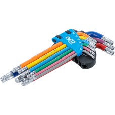 BGS Technic L-Type Wrench Set | Multicolour | T-Star tamperproof (for Torx) with Ball Head T10 - T50 | 9 pcs.