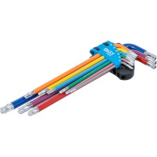 BGS Technic L-Type Wrench Set | Multicolour | extra long | T-Star tamperproof (for Torx) with Ball Head T10 - T50 | 9 pcs.