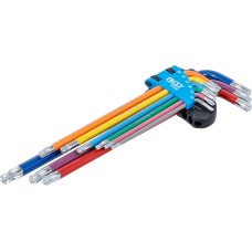 BGS Technic L-Type Wrench Set | Multicolour | extra long | T-Star (for Torx) with Ball Head T10 - T50 | 9 pcs.