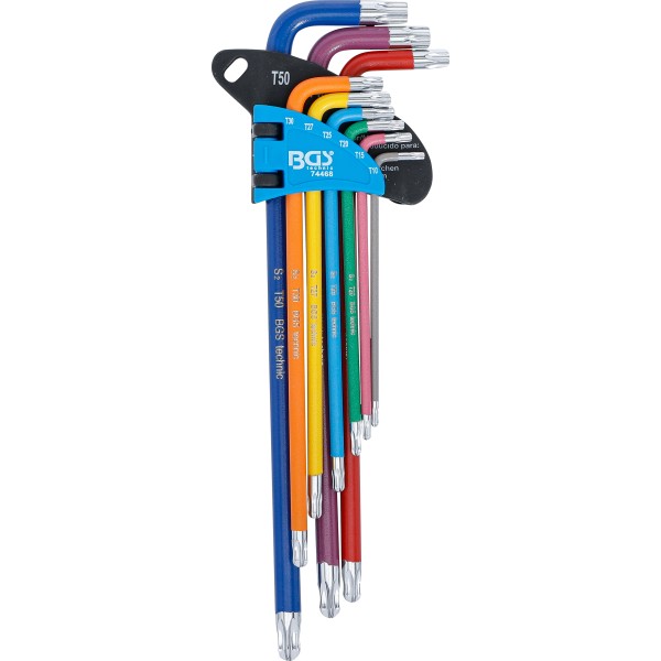 BGS Technic L-Type Wrench Set | Multicolour | extra long | T-Star (for Torx) with Ball Head T10 - T50 | 9 pcs. BGS Technic L-Type Wrench Set | Multicolour | extra long | T-Star (for Torx) with Ball Head T10 - T50 | 9 pcs.