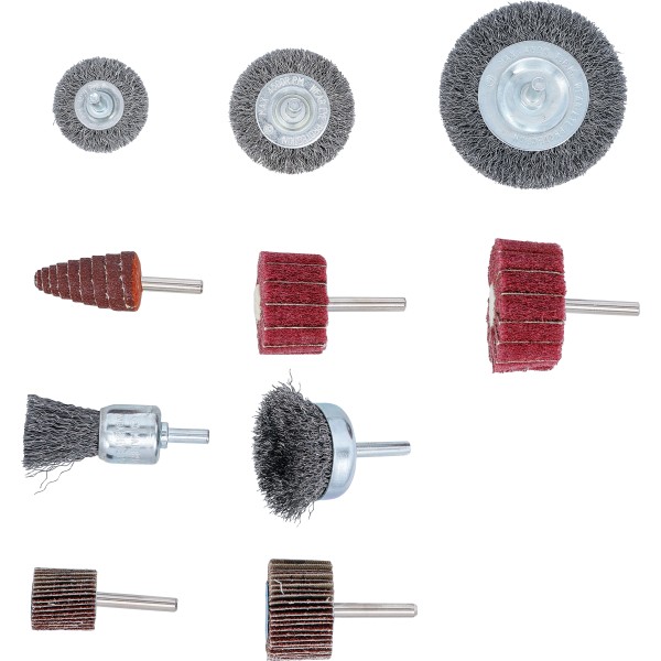 BGS Technic Wire Brush and Abrasive Flap Wheel Set | 10 pcs. BGS Technic Wire Brush and Abrasive Flap Wheel Set | 10 pcs.