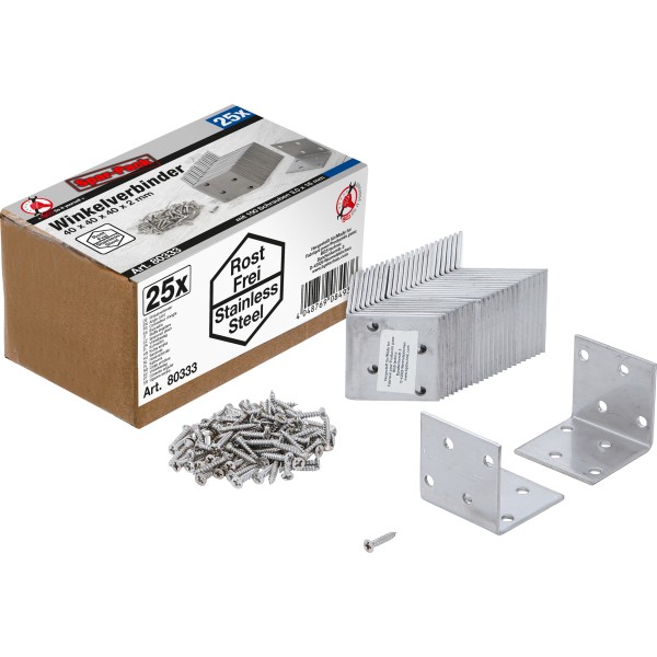 BGS Technic Angle Joint | stainless steel | 40 x 40 x 40 mm | Economy Pack | 25 pcs. BGS Technic Angle Joint | stainless steel | 40 x 40 x 40 mm | Economy Pack | 25 pcs.
