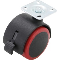 BGS Technic Double Castor Wheel with Brake | red/black | 50 mm BGS Technic Double Castor Wheel with Brake | red/black | 50 mm