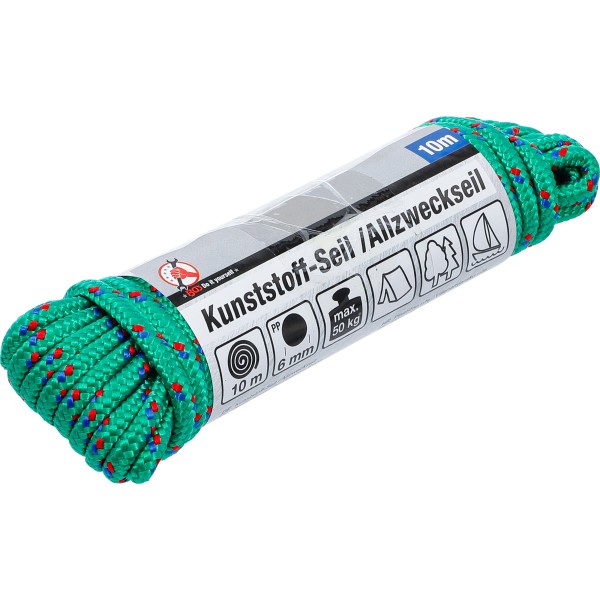 BGS Technic Plastic Rope / All-Purpose Rope | 6 mm x 10 m | green BGS Technic Plastic Rope / All-Purpose Rope | 6 mm x 10 m | green