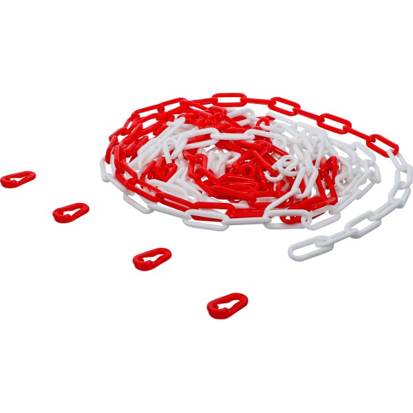 BGS Technic Barrier Chain | red / white | 4 Snap Hooks | Plastic | 7.5 m BGS Technic Barrier Chain | red / white | 4 Snap Hooks | Plastic | 7.5 m