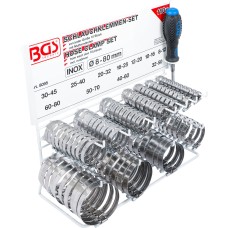BGS Technic Hose Clamp Set | Stainless | on Display Board | 111 pcs.