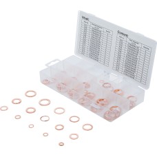 BGS Technic Seal Ring Assortment | Copper | Inch Sizes | for Oil Drain Plugs | 75 pcs.