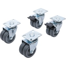 BGS Technic Double-Swivel-Castor Set | for Beach Chairs | Ø 75 mm | 4-pcs.