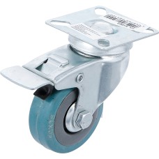 BGS Technic Swivel Castor with Brake | Rubber | with Assembly Plate | Ø 50 mm BGS Technic Swivel Castor with Brake | Rubber | with Assembly Plate | Ø 50 mm