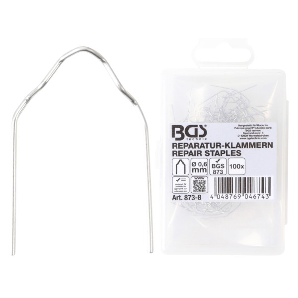 BGS Technic Repair Staples | V-Type | Ø 0.6 mm | 100 pcs. BGS Technic Repair Staples | V-Type | Ø 0.6 mm | 100 pcs.