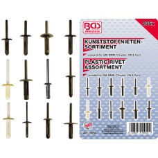 BGS Technic Plastic Rivet Assortment | for GM, BMW, Chrysler, VW, Ford | 235 pcs.
