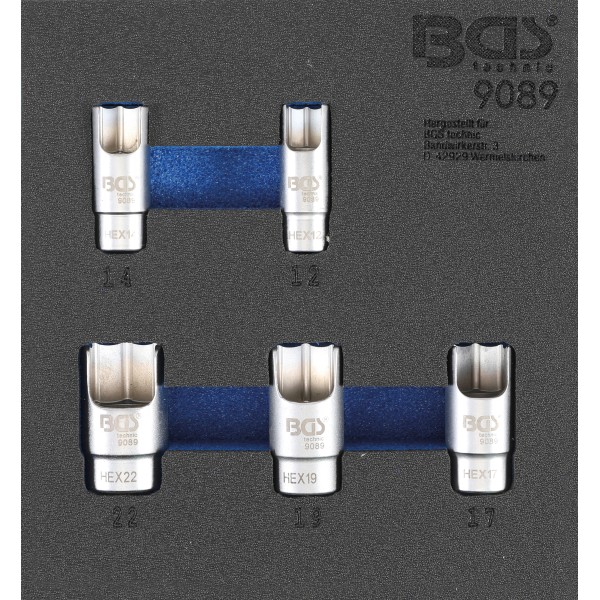 BGS Technic Tool Tray 1/6: Special Sockets for elbow connectors | 5 pcs. BGS Technic Tool Tray 1/6: Special Sockets for elbow connectors | 5 pcs.