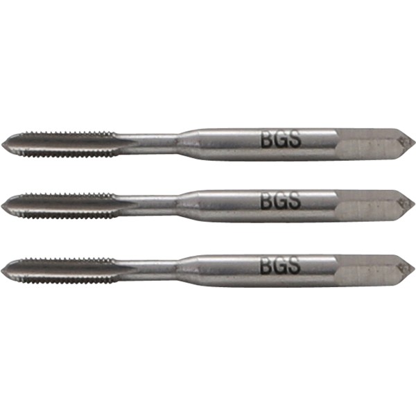 BGS Technic Tap Set | Starter. Plug. Bottoming Tap | HSS-G | M3 x 0.5 | 3 pcs. BGS Technic Tap Set | Starter. Plug. Bottoming Tap | HSS-G | M3 x 0.5 | 3 pcs.