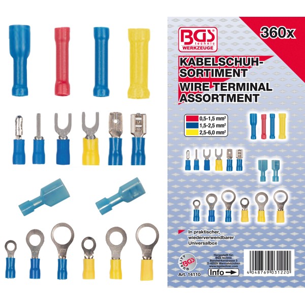 BGS Technic Cable Lug Assortment | 360 Piece BGS Technic Cable Lug Assortment | 360 Piece
