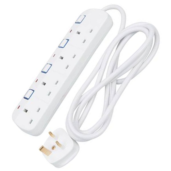 Switched Extension Lead with Neon Indicator 240V 4-Gang 2m Switched Extension Lead with Neon Indicator 240V 4-Gang 2m