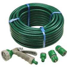 Faithfull PVC Reinforced Hose 15m Fittings & Spray Gun