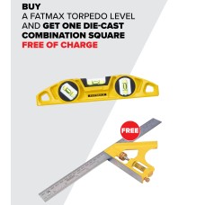 Stanley BUY ONE Fatmax Torpedo Level And GET ONE Die-cast Combination Square FREE!