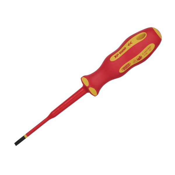 Draper EXPERT XP1000 VDE Slimline Plain Slot Screwdriver 4.0 x 100mm Draper EXPERT XP1000 VDE Slimline Plain Slot Screwdriver 4.0 x 100mm