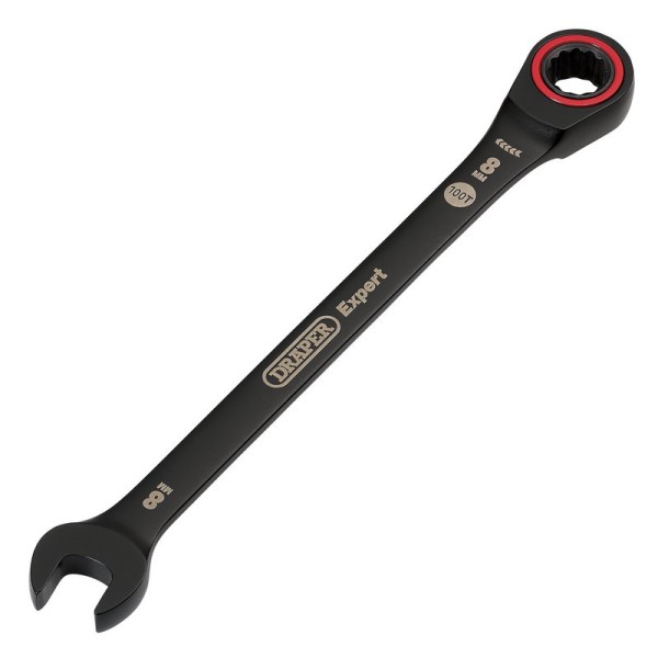 Draper EXPERT 8mm Hi-Torq® Metric Ratchet Combination Spanner - Black Draper EXPERT 8mm Hi-Torq® Metric Ratchet Combination Spanner - Black
