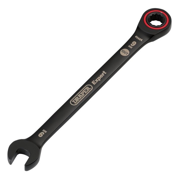 Draper EXPERT 9mm Hi-Torq® Metric Ratchet Combination Spanner - Black Draper EXPERT 9mm Hi-Torq® Metric Ratchet Combination Spanner - Black
