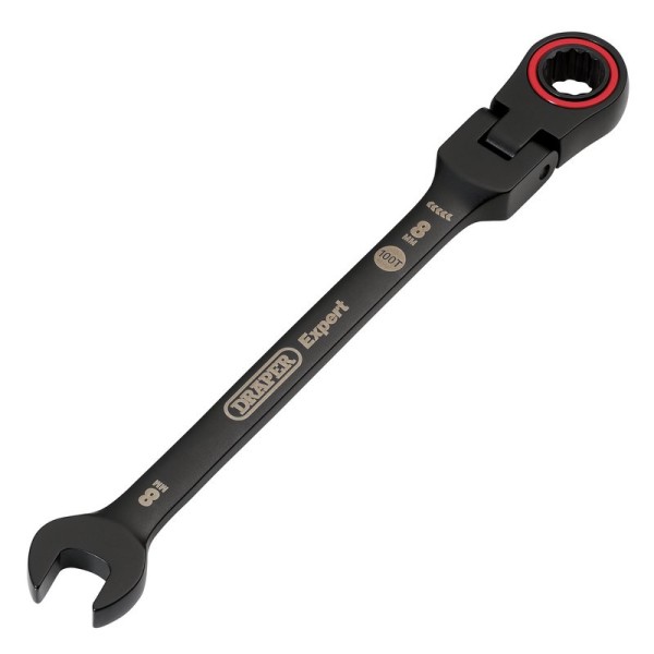 Draper EXPERT 8mm Hi-Torq® Metric Flexible Head Ratchet Combination Spanner - Black Draper EXPERT 8mm Hi-Torq® Metric Flexible Head Ratchet Combination Spanner - Black